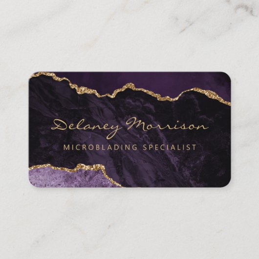 Purple Gold Agate Microblading Rounded 名刺 (正面)