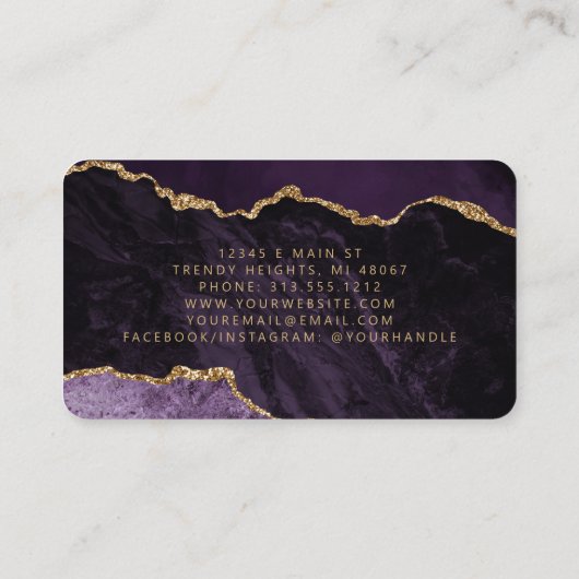 Purple Gold Agate Microblading Rounded 名刺 (裏面)