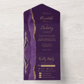 Purple Gold Agate Plum Meal Options Wedding オールインワン招待状 (内側)