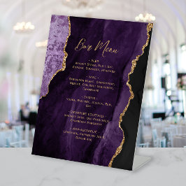 Purple Gold Agate Wedding Bar Menu 台座サイン