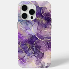 Purple & Gold Alcohol Ink iPhone Case 15 Pro Maxケース