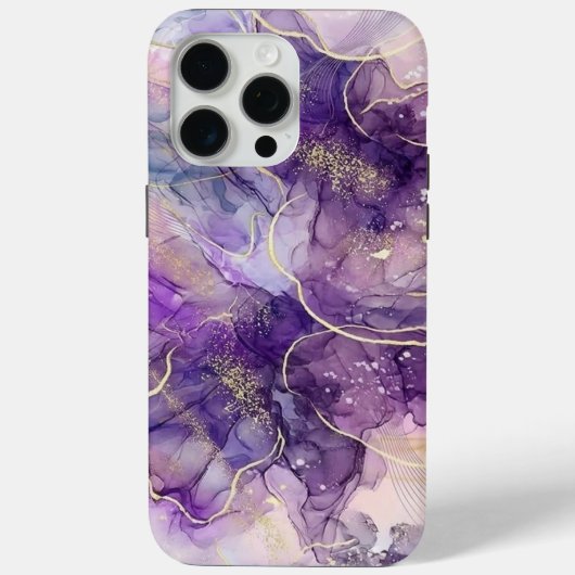 Purple & Gold Alcohol Ink iPhone Case Case-Mate iPhoneケース (裏面)