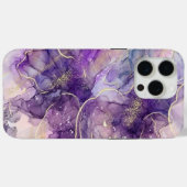 Purple & Gold Alcohol Ink iPhone Case Case-Mate iPhoneケース (裏面 (横))