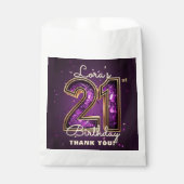 Purple Gold Amethyst Glam 21st Birthday Party フェイバーバッグ (正面)