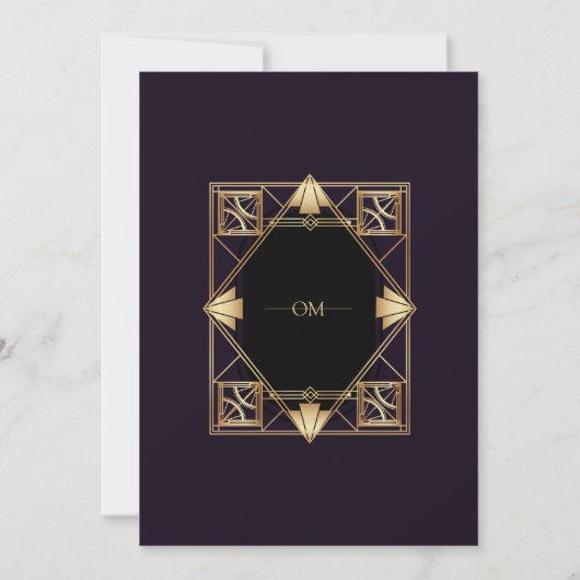 Purple & Gold Art Deco Wedding Invitation  招待状 (裏面)
