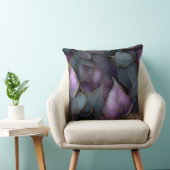 Purple Gold Botanical Leaves Throw Pillow クッション (椅子)