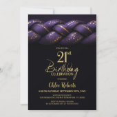 Purple Gold Braid 21st Birthday Party 招待状 (正面)