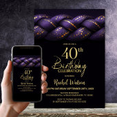 Purple Gold Braid 40th Birthday Party 招待状