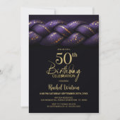 Purple Gold Braid 50th Birthday Party 招待状 (正面)