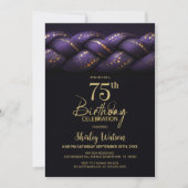 Purple Gold Braid 75th Birthday Party 招待状 (正面)