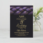 Purple Gold Braid Surprise 21st Birthday Party 招待状 (スタンド正面)