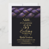 Purple Gold Braid Surprise 55th Birthday Party 招待状 (正面)