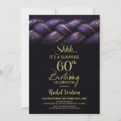 Purple Gold Braid Surprise 60th Birthday Party 招待状 (正面)