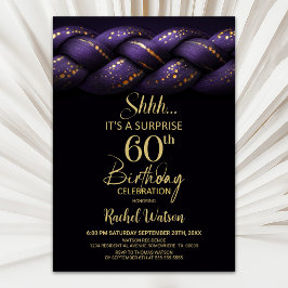 Purple Gold Braid Surprise 60th Birthday Party 招待状