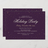 Purple Gold Business Christmas Holiday Party 招待状 (正面/裏面)