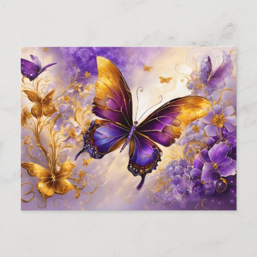 Purple & Gold Butterfly # 15 ポストカード (正面)