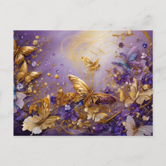 Purple & Gold Butterfly # 16 ポストカード