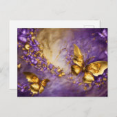 Purple & Gold Butterfly # 18 ポストカード (正面/裏面)