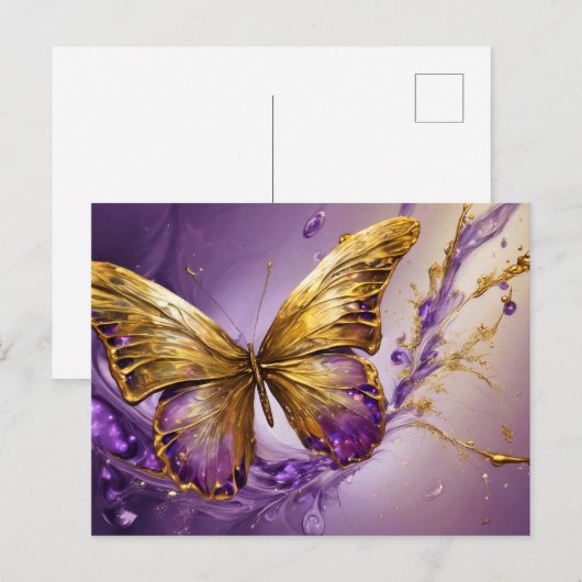 Purple & Gold Butterfly # 19 ポストカード (正面/裏面)