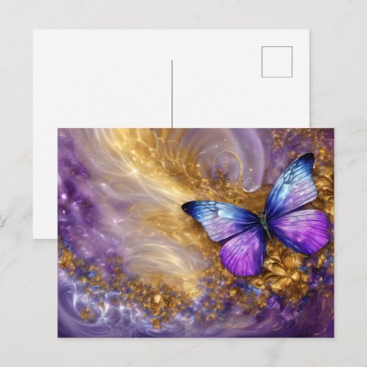 Purple & Gold Butterfly # 20 ポストカード (正面/裏面)