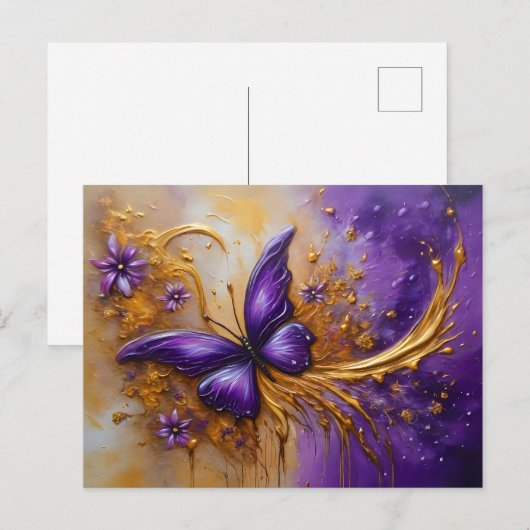 Purple & Gold Butterfly # 4 ポストカード (正面/裏面)