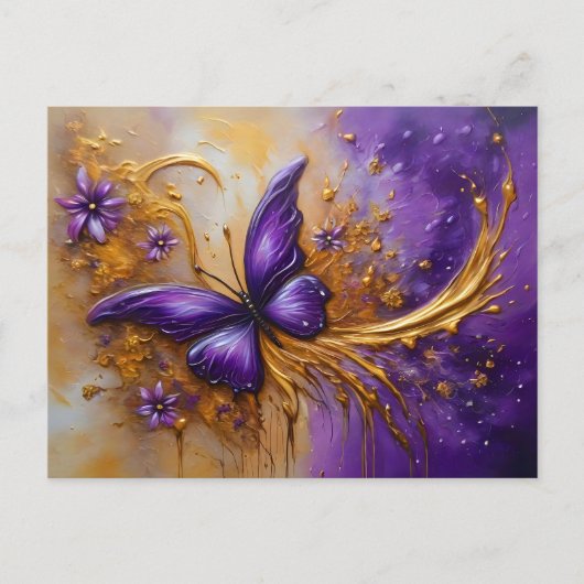 Purple & Gold Butterfly # 4 ポストカード (正面)