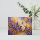 Purple & Gold Butterfly # 6 ポストカード (スタンド正面)