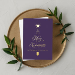 Purple Gold Calligraphy Christmas Card 箔シーズンカード