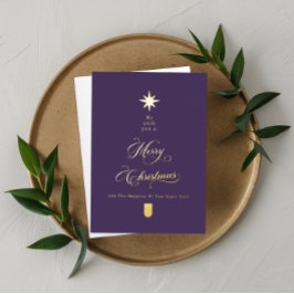 Purple Gold Calligraphy Christmas Card 箔シーズンカード
