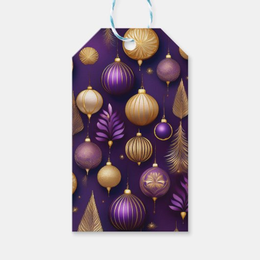PURPLE & GOLD CHRISTMAS ORNAMENTS ギフトタグ (正面)
