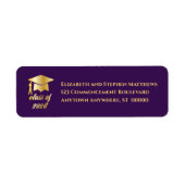 Purple | Gold Class of 2026 Graduation Cap Label ラベル (正面)