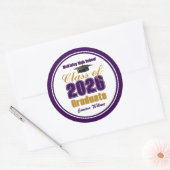 Purple Gold Class of 2026 Graduation Party ラウンドシール (封筒)