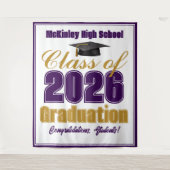 Purple Gold Class of 2026 Graduation Photo Booth タペストリー (正面)