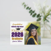 Purple Gold Class of 2026 Photo Graduation 案内ポストカード (スタンド正面)