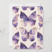 Purple Gold Cream Butterflies Baby Shower 招待状 (裏面)