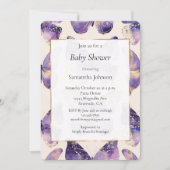 Purple Gold Cream Butterflies Baby Shower 招待状 (正面)
