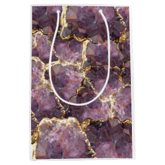 Purple Gold Crystal Collage Gift Bag ミディアムペーパーバッグ