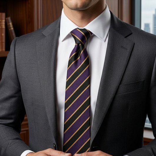 Purple & Gold Diagonal Striped  ネクタイ