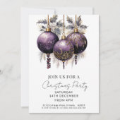 Purple & Gold Elegant Christmas Party  招待状 (正面)