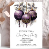 Purple & Gold Elegant Christmas Party  招待状