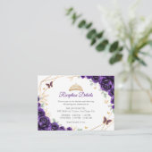 Purple Gold Floral Quinceanera Reception Details エンクロージャーカード (スタンド正面)