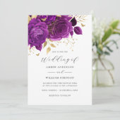 Purple Gold Floral Rose Wedding   招待状 (スタンド正面)