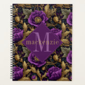 Purple Gold Floral William Morris Elegant Monogram プランナー手帳 (正面)
