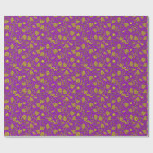 Purple & Gold Floral Wrapping Paper ラッピングペーパー (フラット)