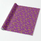 Purple & Gold Floral Wrapping Paper ラッピングペーパー (アンロールド)