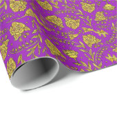 Purple & Gold Floral Wrapping Paper ラッピングペーパー (ロールコーナー)