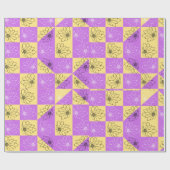 Purple gold Flower seamless Checkerboard pattern ラッピングペーパー (フラット)