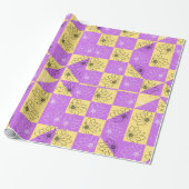Purple gold Flower seamless Checkerboard pattern ラッピングペーパー (アンロールド)