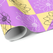 Purple gold Flower seamless Checkerboard pattern ラッピングペーパー (ロールコーナー)