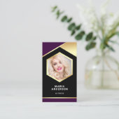 Purple Gold Foil Model Actress QR Code Photo 名刺 (スタンド正面)
